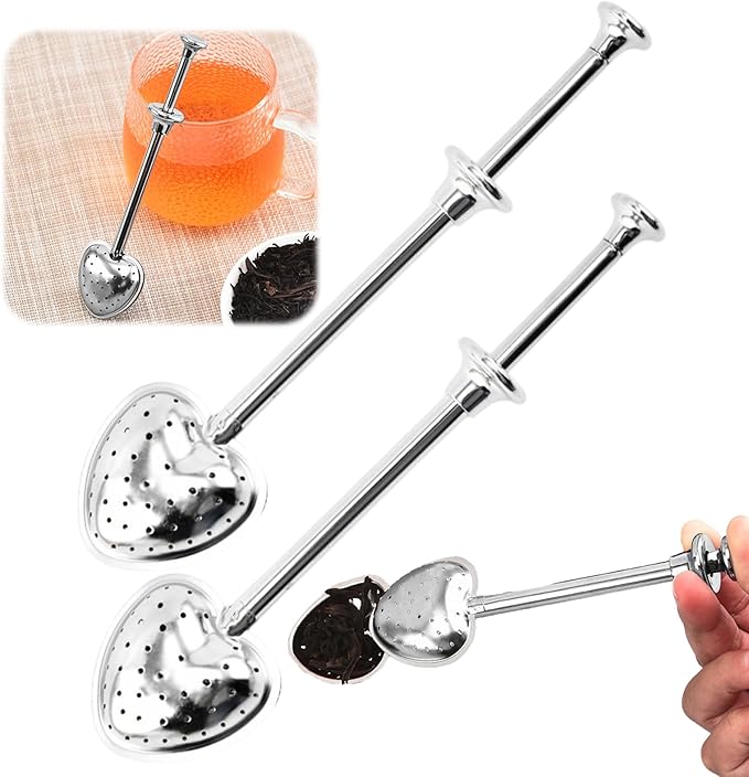 Stainless Steel Tea Diffuser,2025 New Tea Strainer Tea Infuser for Loose Leaf Tea,Creative Tea Spoon With Handle,Fine Holes Tea Interval Filter,Tea Holder Steeper for Tea Accessories (Silver C/2pcs)