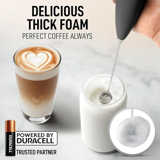 Zulay Kitchen Whisk Milk Frother with 4 Duracell Batteries - Powerful Handheld Foam Maker for Coffee, Lattes, Matcha, Hot Chocolate & Cappuccinos - Whip Creamy Froth in Seconds