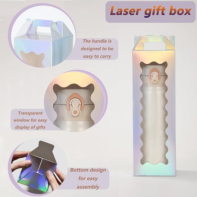 20 Pcs Tumbler Gift Boxes with Handle for Sublimation Glass Exhibition Boxes, Transparent Gift Box for 20oz & 30oz Drinking Glasses Jars Sublimation Glass Can Blanks,9.8 x 3.35 x 3.35 In (Laser)