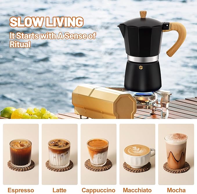 DITOSH 3 Cup Aluminum Espresso Stovetop Moka Pot Express Coffee Maker Percolator Italian Classic Mocha Coffee Machine for Italian and Cuban Cafe Brewing for Home & Camping 150ml 5oz