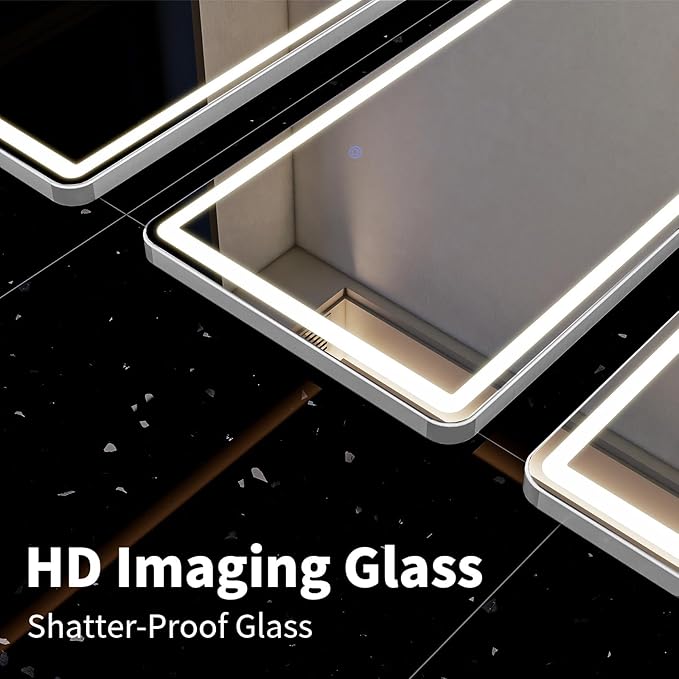VooBang 65"x26" LED Full Length Mirror, Floor Body Mirror with Lights - 3 Color Modes, Standing Leaning Wall Mounted for Bedroom, Dressing Room White