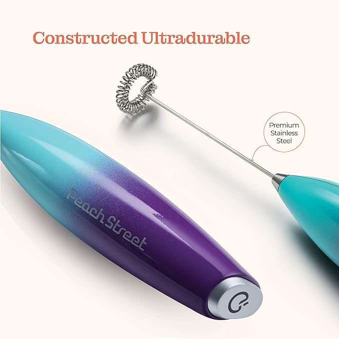 Powerful Handheld Milk Frother, Mini Milk Foamer, Battery Operated (Not included) Stainless Steel Drink Mixer for Coffee, Lattes, Cappuccino, Frappe, Matcha, Hot Chocolate.