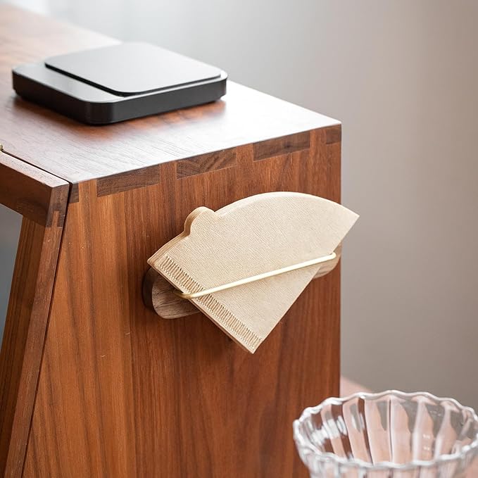 Coffee Filter Holder, Cone Coffee Filter Holder Storage, Coffee Filter Stand for Coffee Filters Size #01 and #02 (B Walnut)