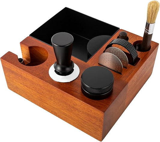8 In One Espresso Knock Box,54MM Espresso Coffee Organizer Box,Fit for Storage 51 to 54MM Espresso Tamper, Distributor, Portafilter & Puck Screen Accessories