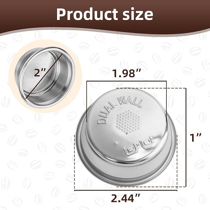 Replacement Dual Wall Filter Basket 54mm 2 Cup, Compatible with Breville Espresso Machines (BES860XL/11.41) - Double Shot Portafilter Accessories