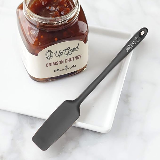 Silicone Jar Spatula | 600F Heat Resistant Non-Stick Rubber Scraper | Perfect for Jars, Smoothies, Blenders | One Piece Utensils | Durable Kitchen Cookware (UpGood Professional Spatulas, Grey)