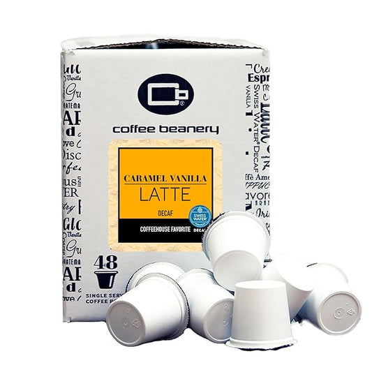 Caramel Vanilla Latte Decaf Coffee Pods by Coffee Beanery | 192ct Bulk Flavored Decaf Coffee Pods Medium Roast Coffee