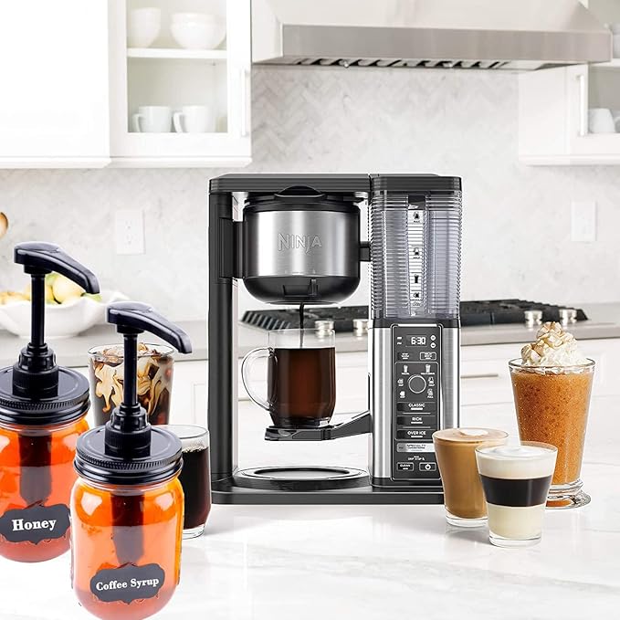 Mason Jar Syrup & Sauce Dispenser Pump Lids for Regular Mouth (2 Pack), Coffee Syrup Dispenser Pump Airtight & Leak-Proof Kitchen Food Grade (Jar Not Included)