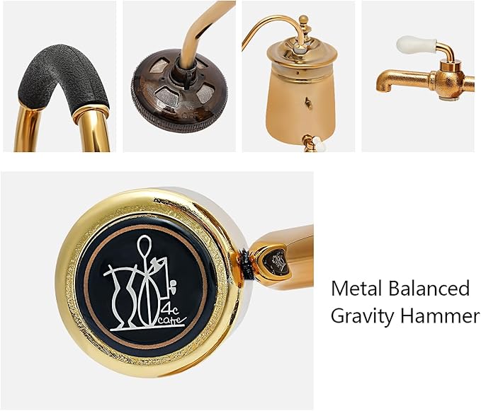 GXFCHYL Belgian Belgium Luxury Royal Family Balance Syphon Siphon Coffee Maker Retro Coffee and Tea Maker Gold Syphon Coffee Brewer 400ML (Gold)