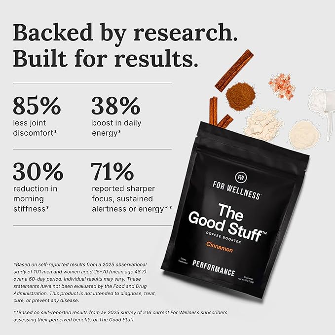 For Wellness The Good Stuff Performance | Healthy Coffee Creamer Powder with Collagen, MCT Oil & L-Theanine | Keto Non-Dairy Coffee Booster for Focus & Energy | 30 Servings