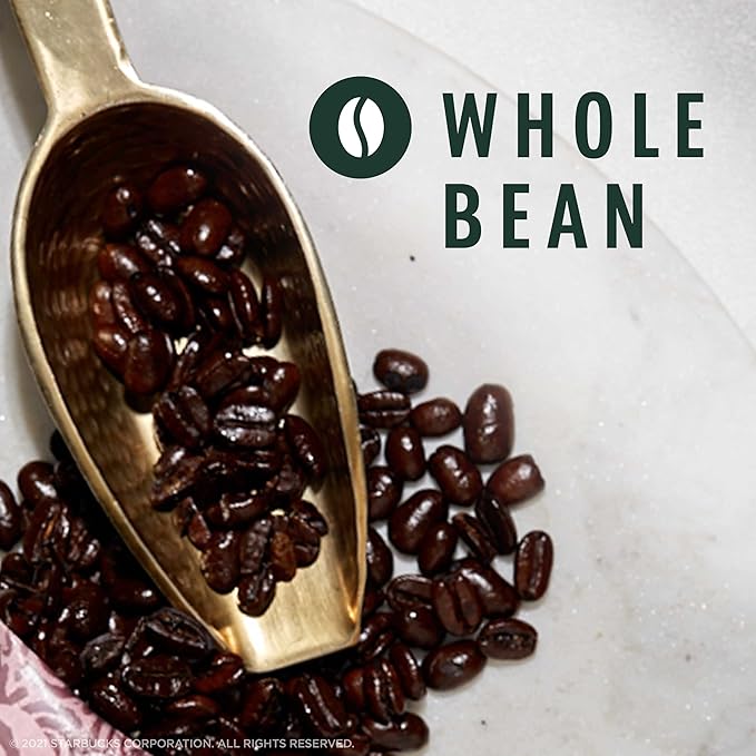 Starbucks Whole Coffee Beans, Dark Roast Hot or Iced Coffee, Espresso Roast, Six 12 oz Bags