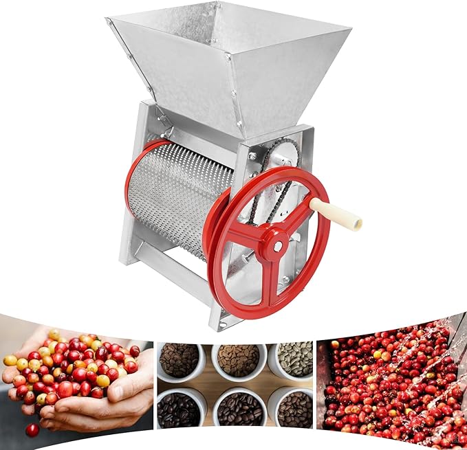 Manual Coffee Bean Peeling Machine, Hand Crank Coffee Sheller, Heavy-Duty 304 Stainless Steel with Double Discharge Ports, Bean Shelling Machine - for Cafes, Farms, Shops, Home Use