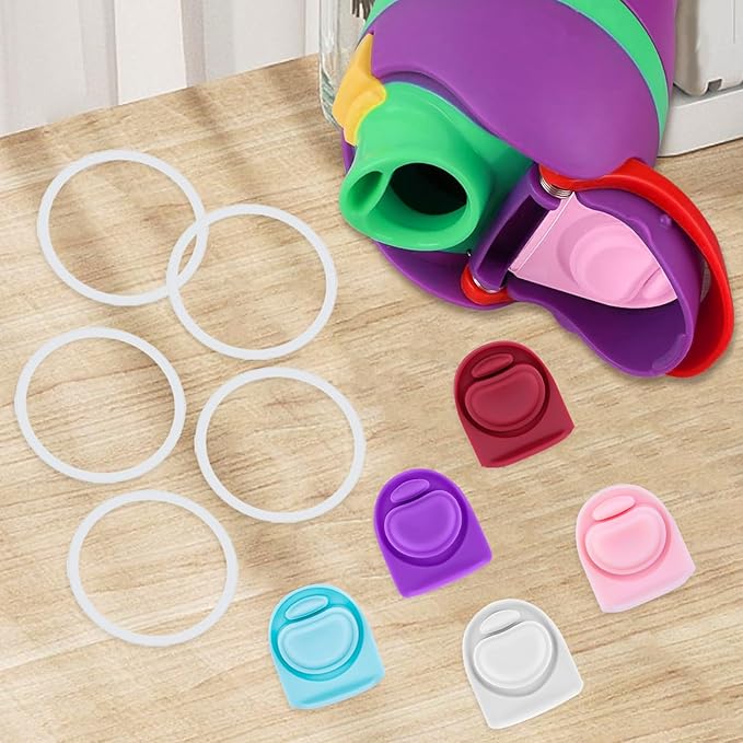 5 Sets Replacement Seal Gasket Stoppers for Owala Freesip 16oz 32oz Cap Mouth,Silicone O Sealing Ring Parts Water Bottle Top Lid Accessories for Owala Freesip 16/19/24/32/40oz（5 colors 6