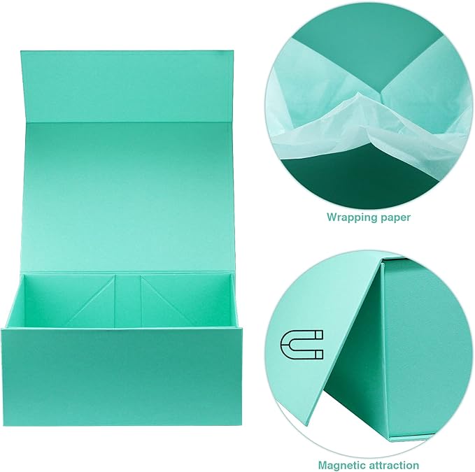 MOYEUPAC 9" X 7" X 4" Blue Gift Box with Lids for Presents Magnetic Closure for Packaging Magneti for Christmas, Halloween, Birthday Gift Box and Various Holidays,Heavenly Blue