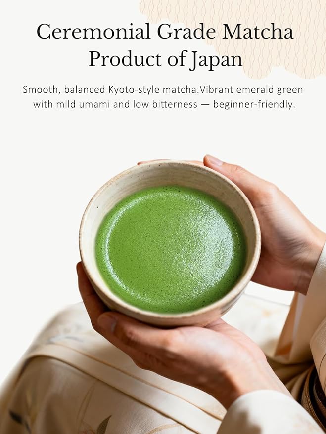 Authentic Japanese Matcha, First-Harvest Ceremonial Grade Matcha Green Tea Powder - Product of Japan, Traditionally Stone-Milled, from Uji, Kyoto (40g / 1.4oz)