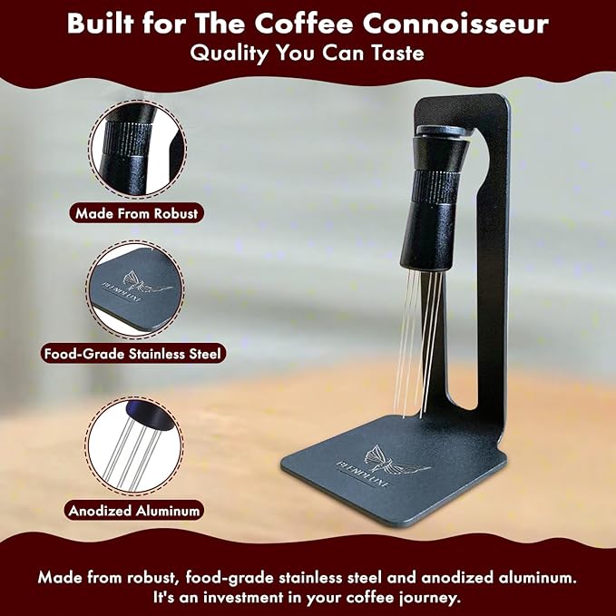 Wdt Espresso Distribution Tool, Anodized Aluminum Interchangeable Needles with Robust Handle, Even Distribution for Consistent Brewing, Suitable to Use in Kitchen, Cafe, Parties and Ceremonies