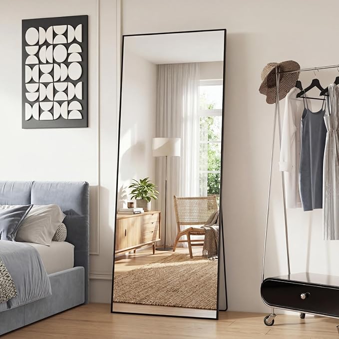 NEWBULIG Full Length Mirror, Upgraded Body Wall Mirrors with Shatter-Proof Glass, Floor Standing Mirror, Home Wall Decor