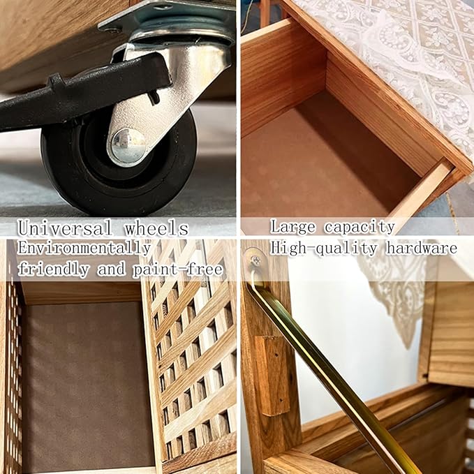 Movable End Table Side Table Coffee Station Table, Coffee Bar Stand Cart with Storage,Coffee Table on Wheels,for Home Kitchen, Entryway, Living Room,Dining Room(41x41x65cm,2 Tier)