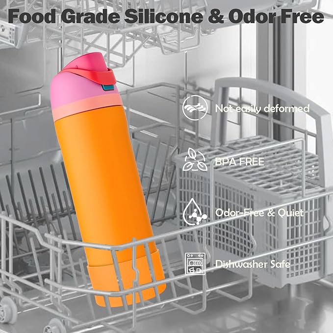 2PCS Silicone Boot for Owala 24oz FreeSip Water Bottle, Anti-Slip Scratch-Resistant Bottom Sleeve, Protective Sports Bottles Accessories, BPA-Free