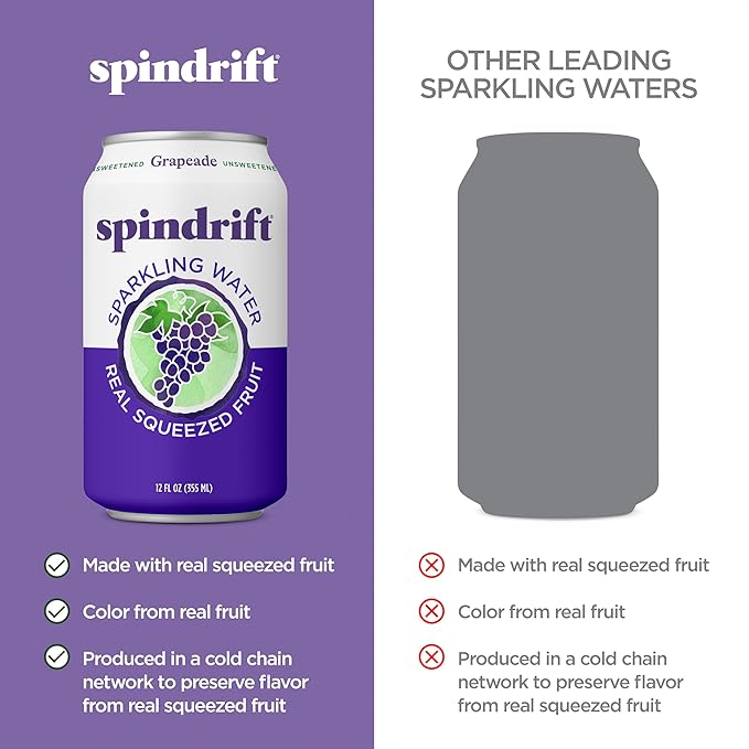 Spindrift Grapeade Can 12 Ounce (Pack of 24)