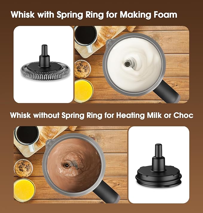 Milk Frother and Steamer, 4-in-1 Electric Frother for Hot & Cold Foam, One-Touch Operation for Cafe-Style Lattes & Cappuccinos, Fast Heat, Dishwasher Safe, 30.44Oz/900ML