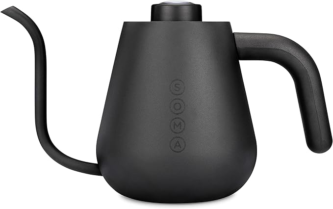 Soma Stainless Steel Gooseneck Coffee & Tea Kettle, Black, 1 Liter, Stovetop