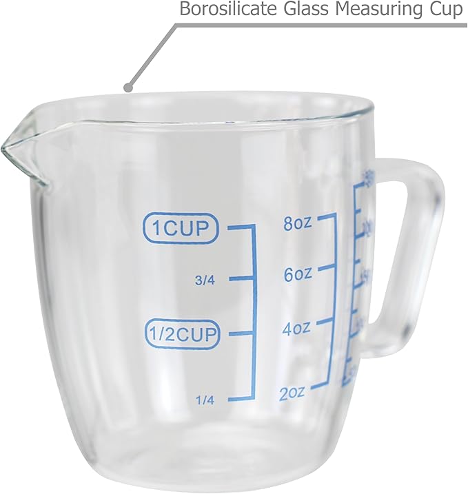 EIKS 9oz/250ml Glass Measuring Cups Coffee Milk Frothing Pitcher for for Espresso Cappuccino Latte Maker in Kitchen Restaurant