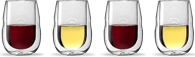 Ozeri Moderna Artisan Series Double Wall Insulated 10 oz Wine Glasses, Set of 4
