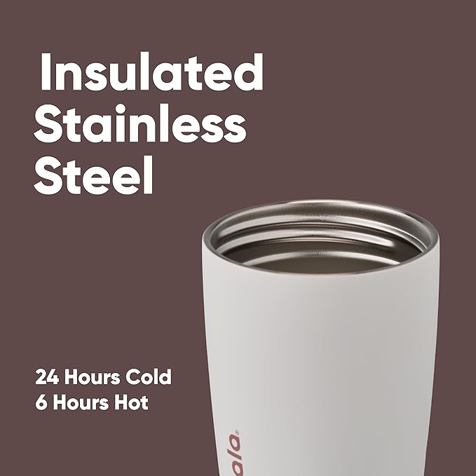 Owala SmoothSip Slider Insulated Stainless Steel Coffee Tumbler, Reusable Iced Coffee Cup, Hot-Coffee Travel Mug, BPA Free 20 oz, Tan/White (Vanilla Bean) (Pack of 8)