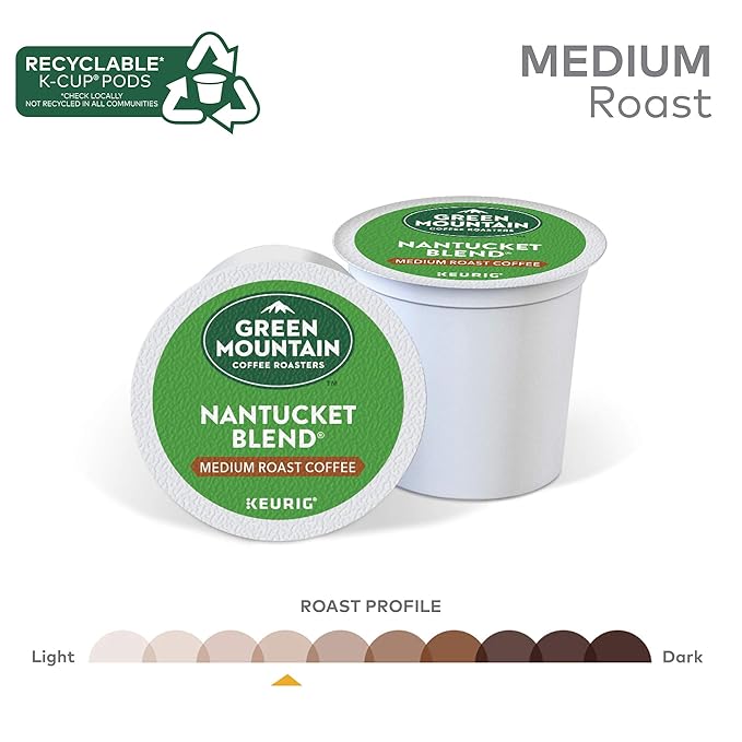 Green Mountain Coffee Roasters Nantucket Blend, Single-Serve Keurig K-Cup Pods, Medium Roast Coffee, 24 Count