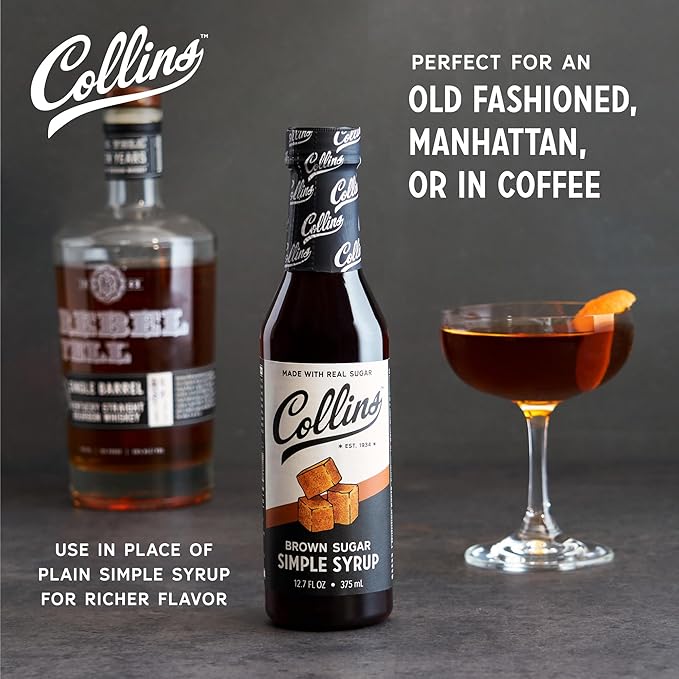 Collins Brown Sugar Syrup - Simple Syrup for Cocktails, Brown Sugar Coffee Syrup - Cocktail Syrup 12.7oz Set of 1
