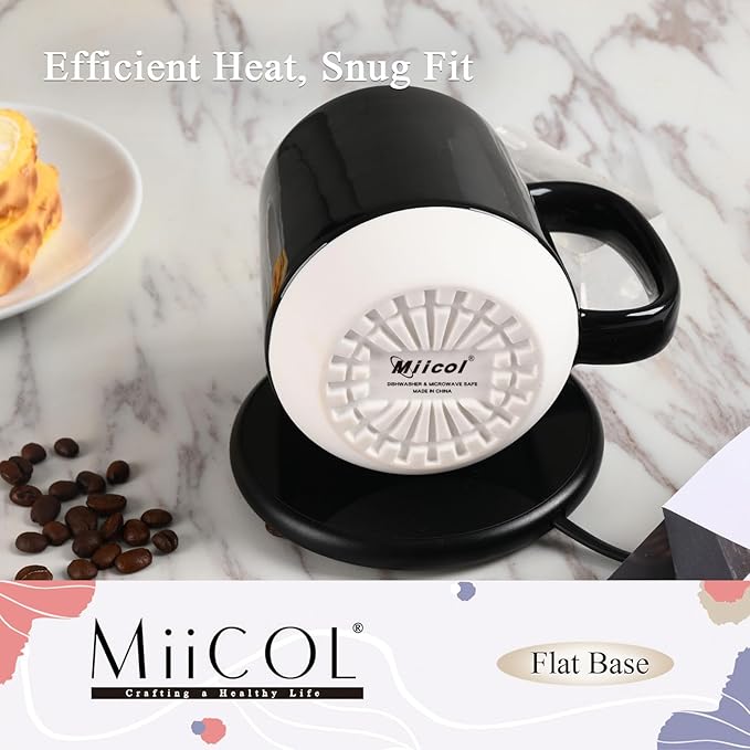 Miicol Ceramic Coffee Mug, 16 oz Large Coffee Cup, Tea Mug with Handle, Flat Bottom Mug for Men, Women, Office, Microwave and Dishwasher Safe, Multi-Color, Panda Black