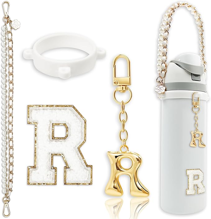Letter Handle Strap Accessories with Cute Initial Charm Compatible with Owala Water Bottle 24oz 32oz 40oz Owala Kids