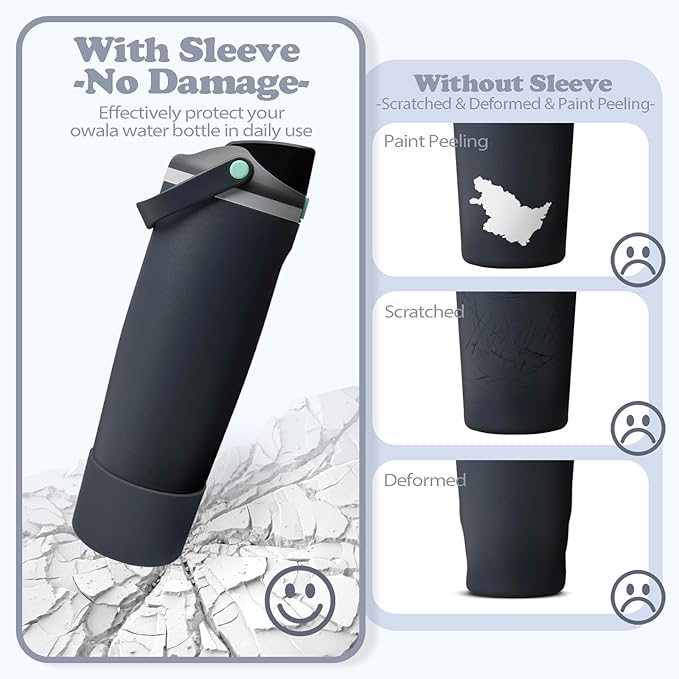 Silicone Boot for Owala 30oz & 40oz FreeSip Sway Bottles & Tumblers - Non-Slip, Scratch-Resistant, Stability Enhancer, Available in 12 Colors (Foggy Tide)
