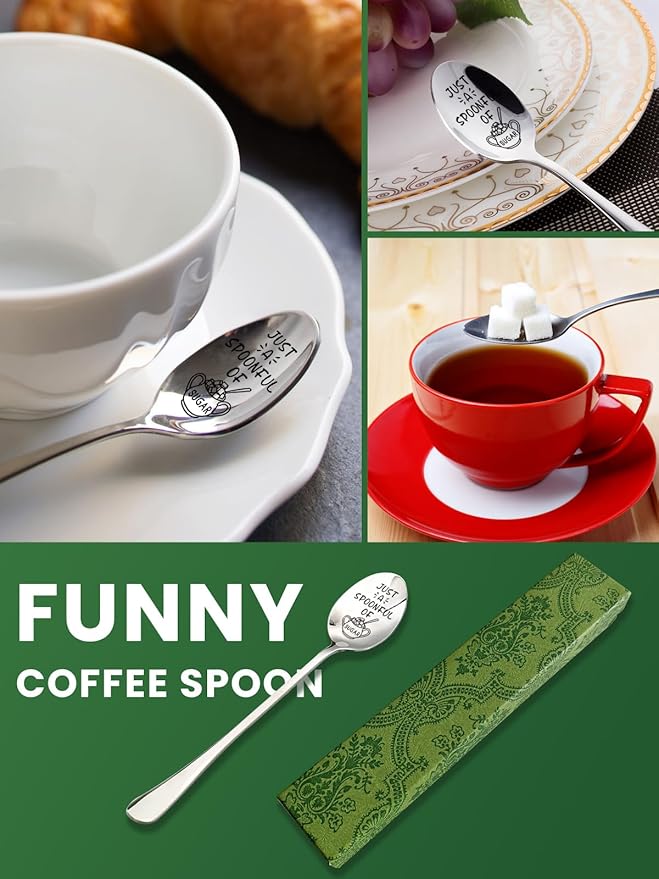 Just a Spoonful of Sugar Spoon, Funny Stainless Steel Coffee Sugar Spoon, Mary Poppins Gift for Coffee Lovers, Men, Women, Friends, Valentines Birthday Christmas Lover Gifts