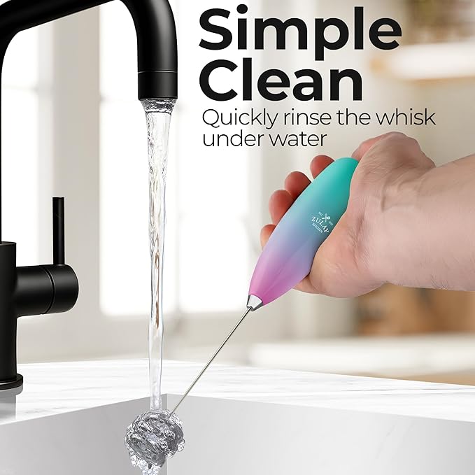 Zulay Kitchen Patented Tornado Triple Whisk Milk Frother with 4 Duracell Batteries – Handheld Foam Maker for Coffee, Lattes, Matcha & Hot Chocolate – Rich, Creamy Froth in Seconds