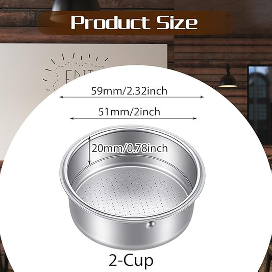 51mm Portafilter Basket Reusable Stainless Steel Coffee Filters Double Layer Pressurized Espresso Filter Basket Compatible For 51mm Coffee Machines Parts
