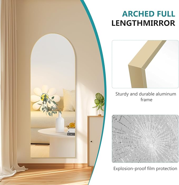 NEWBULIG Full Length Mirror, Upgraded Body Wall Mirrors with Shatter-Proof Glass, Floor Standing Mirror, Home Wall Decor