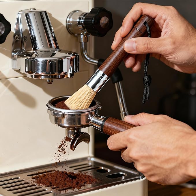 Coffee Grinder Cleaning Brush Dusting Espresso Brush Cleaner Wood Handle and Bristles Espresso Machine Cleaning Brush Coffee Cleaning Brush Barista Brush for Bean Grain Coffee Tool Barista HomeKitchen