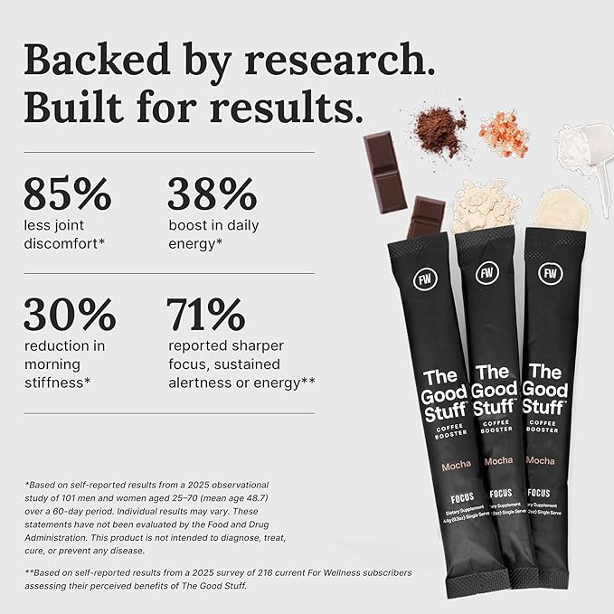 For Wellness The Good Stuff Focus | Healthy Mocha Coffee Creamer Powder with Collagen, MCT Oil & L-Theanine | Keto Non-Dairy Coffee Booster for Focus & Energy | 14 Servings