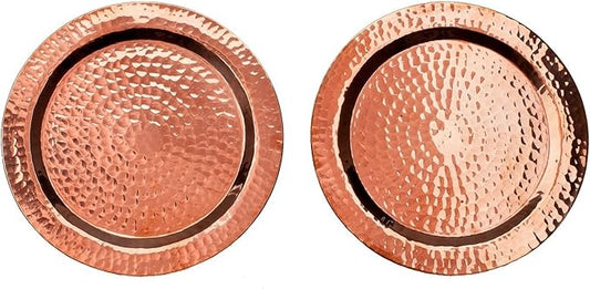 Sertodo Copper, Round Napa Cup Coaster, Hand Hammered 100% Pure Copper, 4.5 inch diameter, Set of 2
