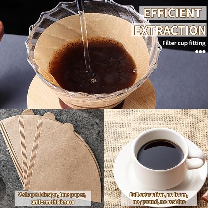 FsLvniu Coffee Filters, Size 02 Unbleached Coffee Filters, 200 Count Disposable Natural Paper Filters 2-4 Cup, 02 Cone For Pour Over and Drip Coffee Maker