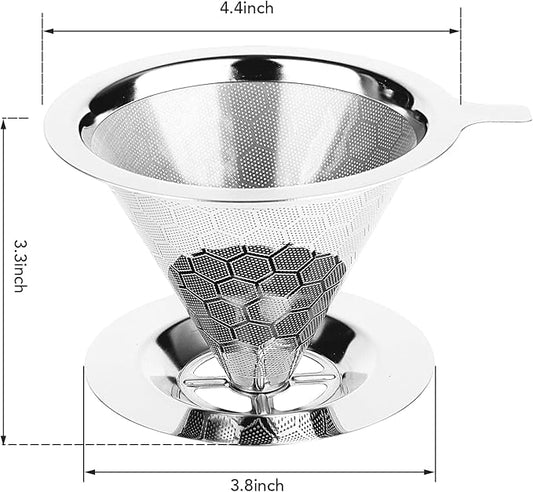 Pour over Coffee Maker, Reusable Metal Coffee Filter, Single Cup Pour over, Stainless Steel
