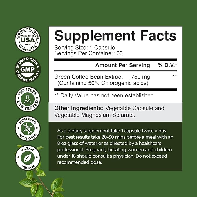 Bundle of Green Coffee Bean Extract with 50% Chlorogenic Acid for Antioxidant Heart Health, Mental Focus, and Size Reduction, and Kava Kava Root Extract 1000mg with Kavalactones for Balanced Mood