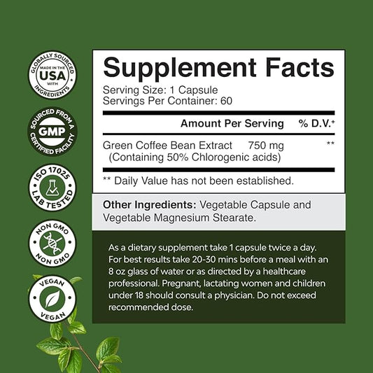 Bundle of Green Coffee Bean Extract with 50% Chlorogenic Acid for Antioxidant Heart Health, Mental Focus, and Size Reduction, and Kava Kava Root Extract 1000mg with Kavalactones for Balanced Mood