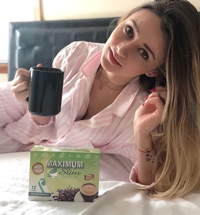 Maximum Slim Original Green Coffee –Premium 4-in-1 Formula with Natural Herbal Extracts for Energy & Vitality. Creamy & Delicious for Maximum Satisfaction. No Messy Side Effects-Made in The USA-12 Ct