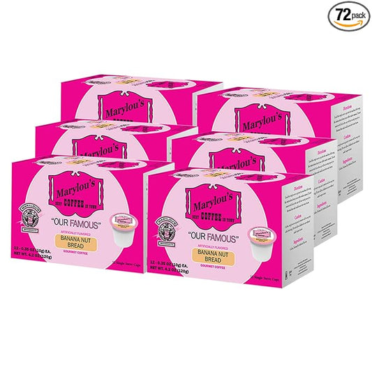 Marylou's Banana Nut Bread Flavored Gourmet Coffee - Single Serve Coffee Pods, Compatible with Keurig Brewers - 72 Count