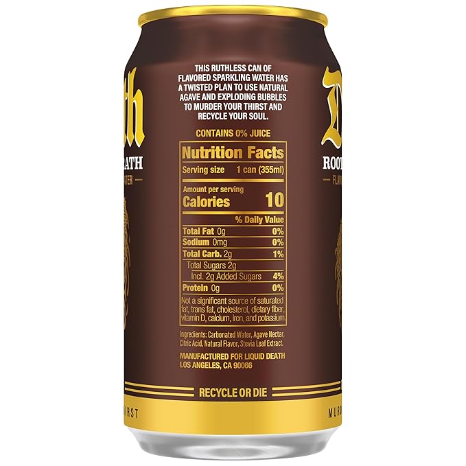 Liquid Death Soda-Flavored Sparkling Water - Rootbeer Wrath, Less Sugar*, Huge Flavor, No Caffeine, No Artificial Sweeteners, 12 Fl Oz (Pack of 12)