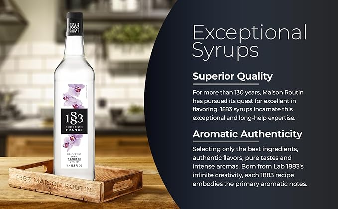 1883 Orchid Syrup for Drinks, Made in France, 1 Liter Glass Bottle