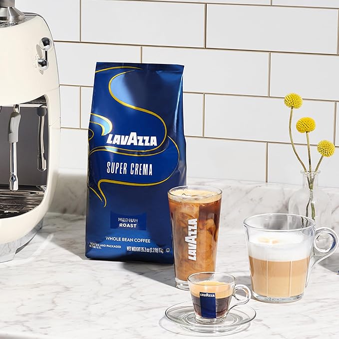 Super Crema Whole Bean Espresso Coffee, 2.2lb Bag, Vacuum-Packed
